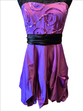 Le Château Purple Strapless Bubble Hem Party Dress M Y2K Prom Goth